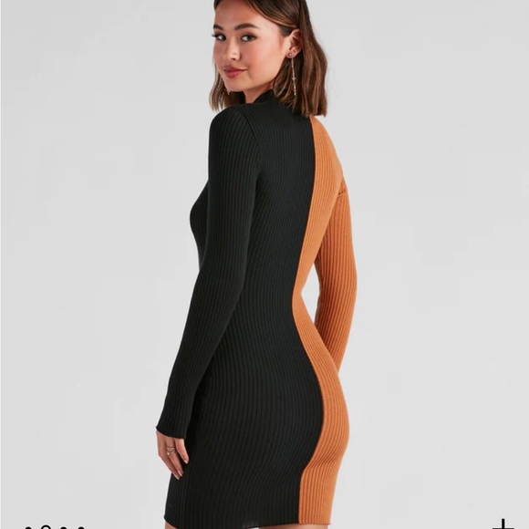Two-Tone Rib Sweater Dress - Picture 4 of 4